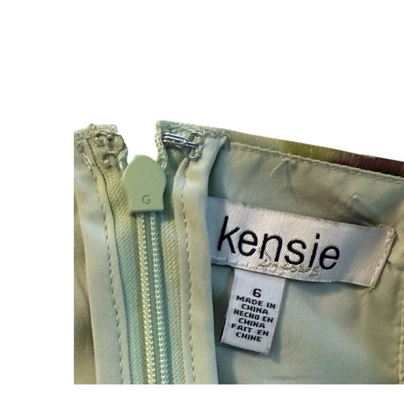 Not For Sale Kensie Dress Women 6 Green Mini Crinkle Floral Flutter - Picture 7 of 10